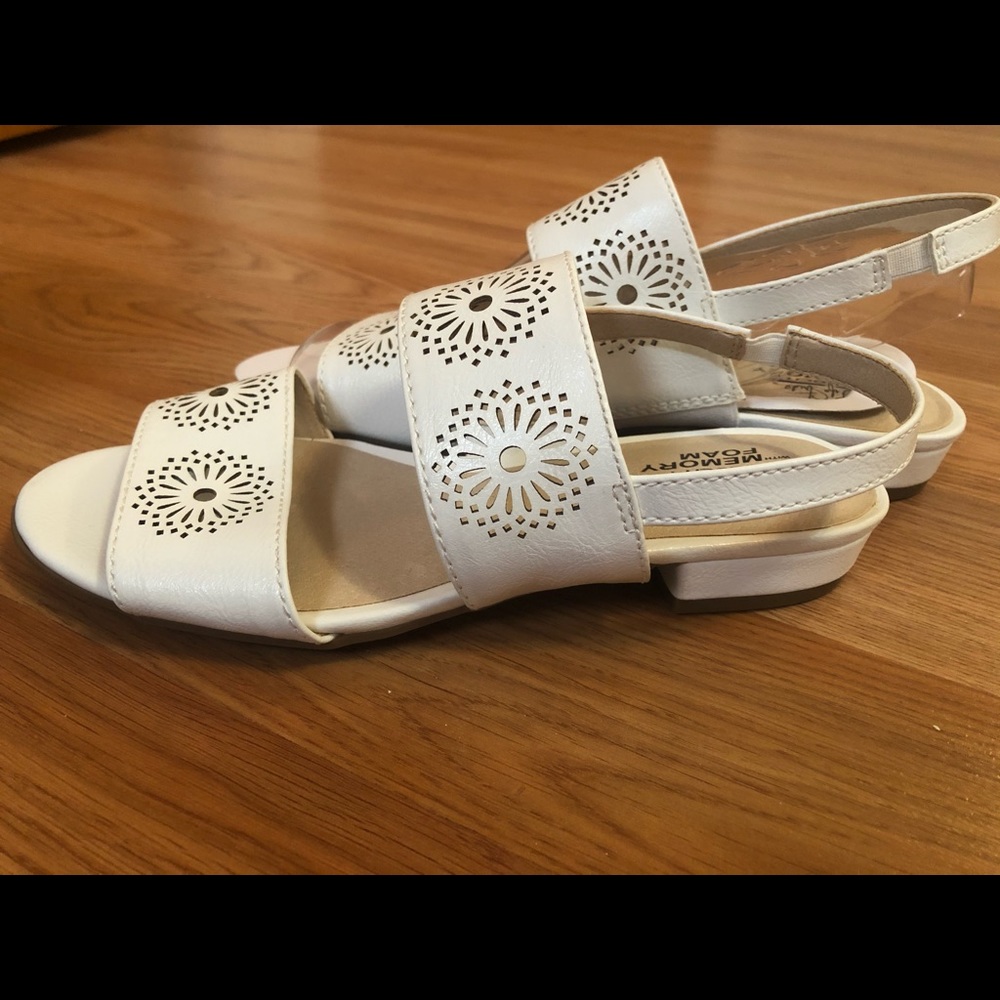 Life Stride Memory Foam Women’s White Sandals